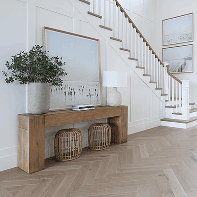 natural decor entryway table design by Trisha Isabey photography by Trevor Cooper